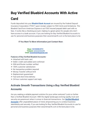 How To Buy Verified Bluebird Accounts
