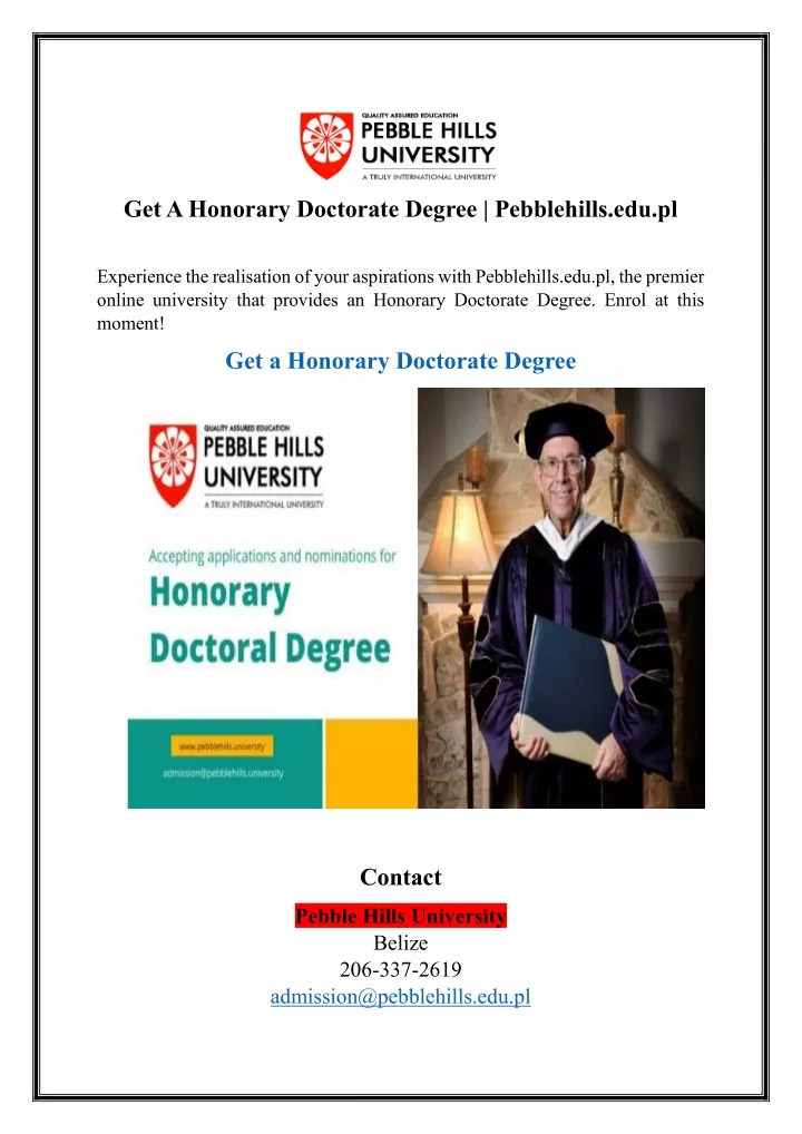 get a honorary doctorate degree pebblehills edu pl