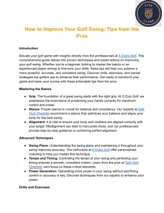 How to Improve Your Golf Swing_ Tips from the Pros