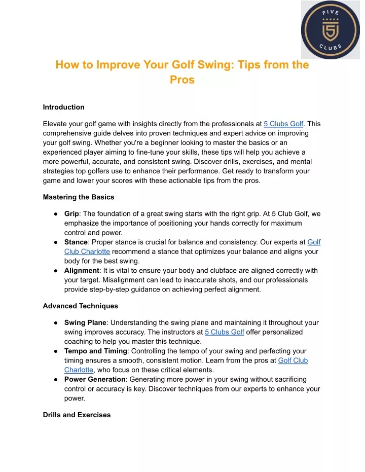 how to improve your golf swing tips from the pros