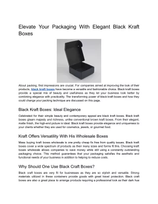 Elevate Your Packaging With Elegant Black Kraft Boxes