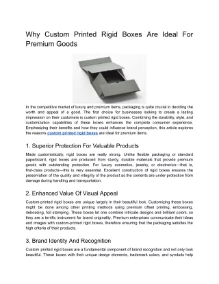 Why Custom Printed Rigid Boxes Are Ideal For Luxury Products