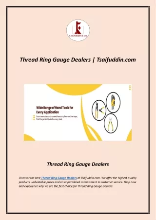 Thread Ring Gauge Dealers | Tsaifuddin.com