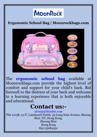 Ergonomic School Bag  Moonrockbags.com