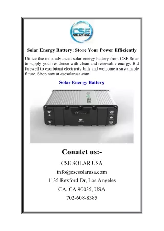 solar energy battery store your power efficiently
