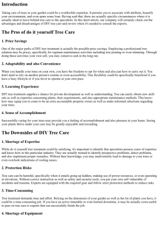 The Benefits and drawbacks of Do-it-yourself Tree Care: When to Refer to as the