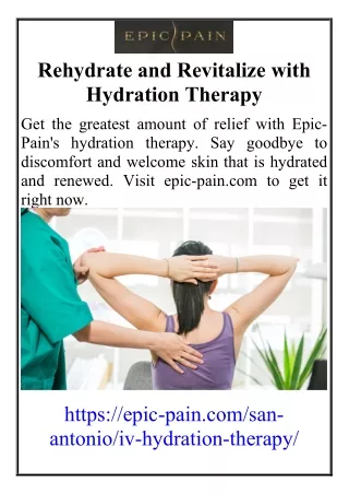 rehydrate and revitalize with hydration therapy