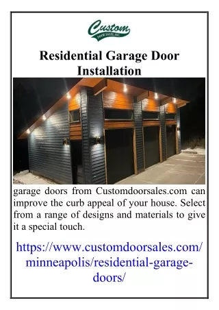 Residential Garage Door Installation