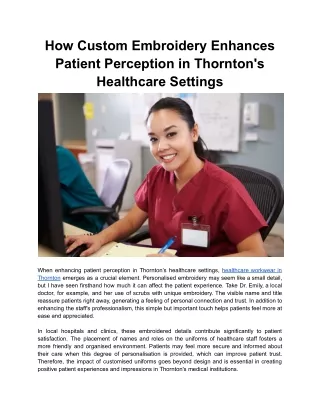 How Custom Embroidery Enhances Patient Perception in Thornton_s Healthcare Settings