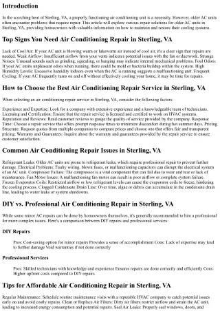 Restore Remedies for More mature AC Units in Sterling, VA