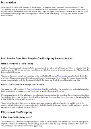 Real Stories from Real People: CoolSculpting Success Stories