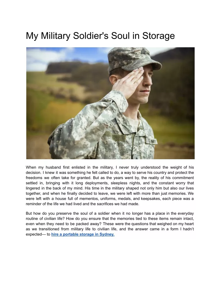 my military soldier s soul in storage