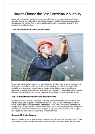 How to Choose the Best Electrician in Sunbury
