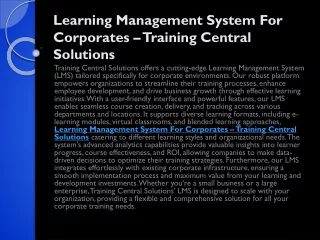 Learning Management System In India – Training Central Solutions