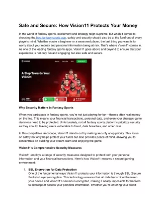 safe and secure how vision11 protects your money