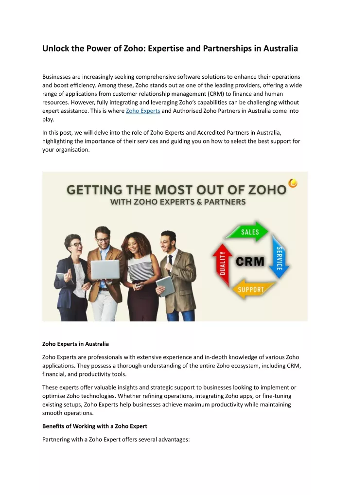 unlock the power of zoho expertise