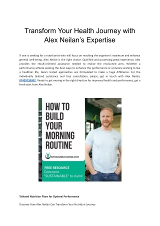 Transform Your Health Journey with Alex Neilan’s Expertise