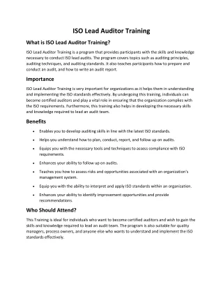 Lead Auditor Training (saudi arabia)