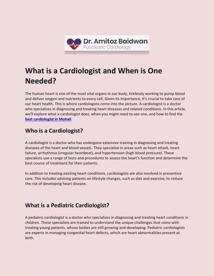 what is a cardiologist and when is one needed