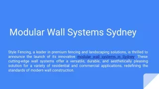 Modular Wall Systems Sydney