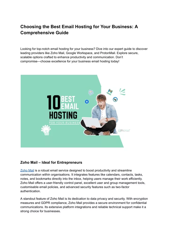 choosing the best email hosting for your business