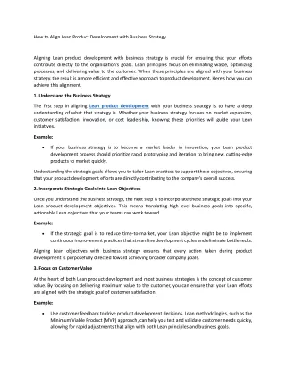 how to align lean product development with