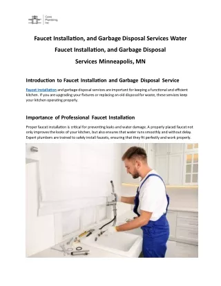 Faucet Installation & Repair Service