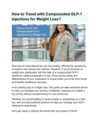 How to Travel with Compounded GLP-1 Injections for Weight Loss