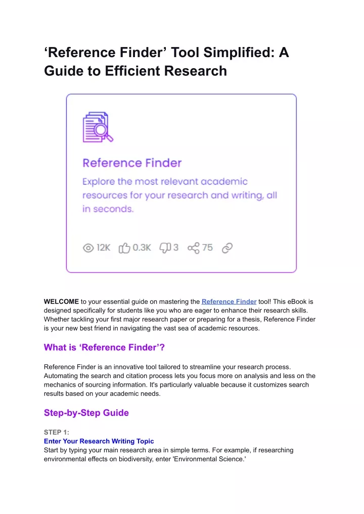 reference finder tool simplified a guide