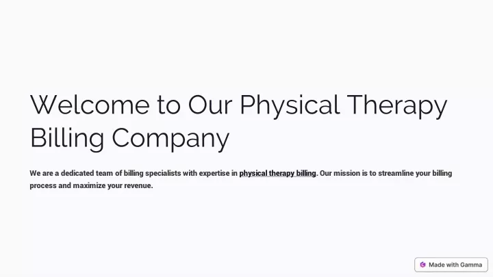 welcome to our physical therapy billing company