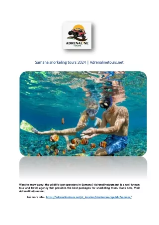 Samana snorkeling tours 2024 | Adrenalinetours.net