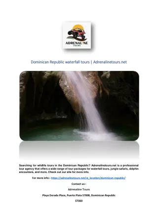 Dominican Republic waterfall tours | Adrenalinetours.net
