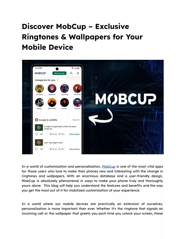 discover mobcup exclusive ringtones wallpapers