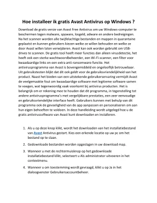 Hoe installeer ik gratis Avast Antivirus op Windows ?