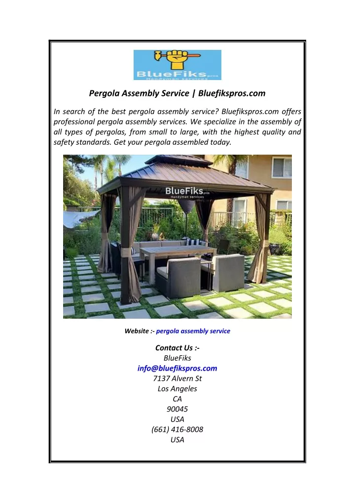 pergola assembly service bluefikspros com