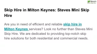 Skip Hire in Milton Keynes: Steves Mini Skip Hire