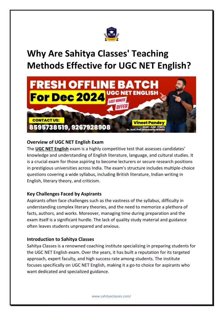 why are sahitya classes teaching methods