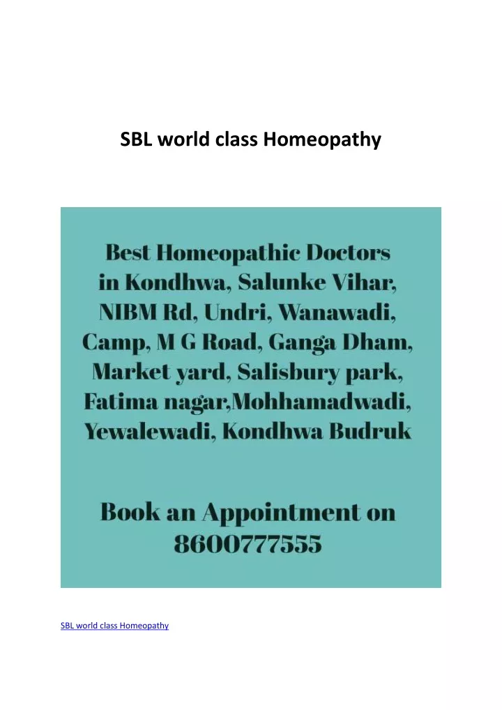 sbl world class homeopathy