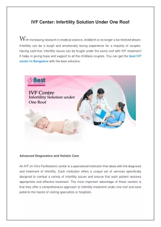 IVF Center, Infertility Solution Under One Roof