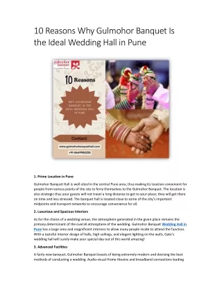 10 Reasons Why Gulmohor Banquet Is the Ideal Wedding Hall in Pune?