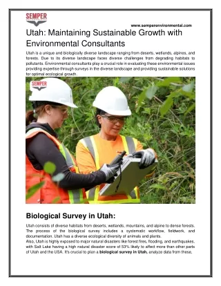 Semper Environmental Trusted Environmental Consultants in Utah