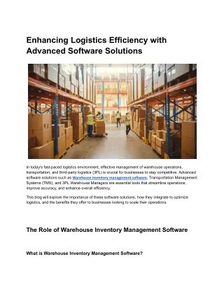 Enhancing Logistics Efficiency with Advanced Software Solutions