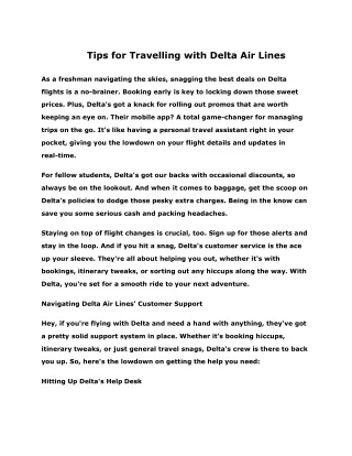Tips for Travelling with Delta Air Lines