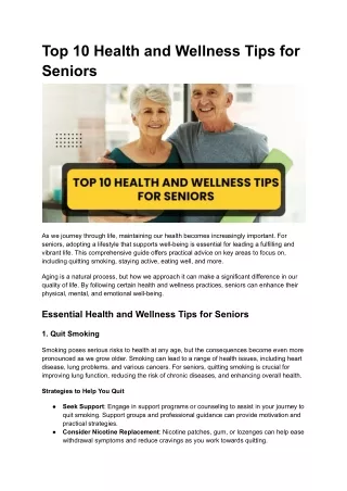 Top Health and Wellness Tips for Seniors