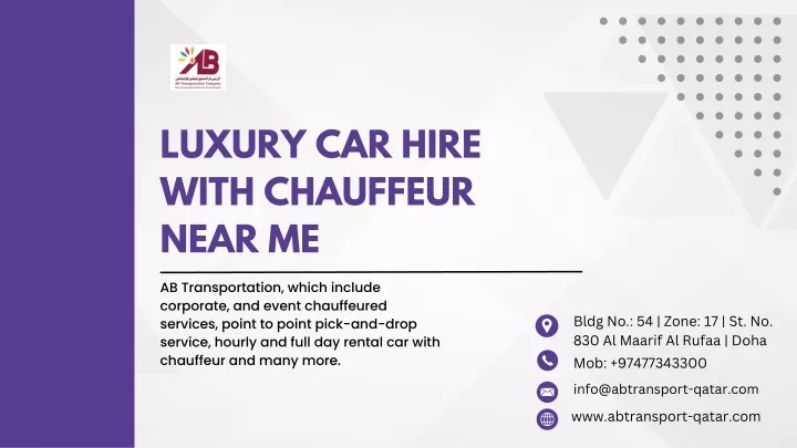 luxury car hire with chauffeur near me