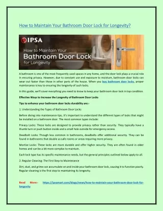 How to Maintain Your Bathroom Door Lock for Longevity?