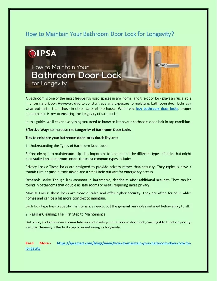 how to maintain your bathroom door lock