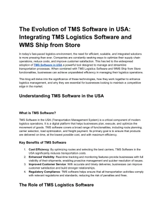 The Evolution of TMS Software in USA_ Integrating TMS Logistics Software and WMS Ship from Store