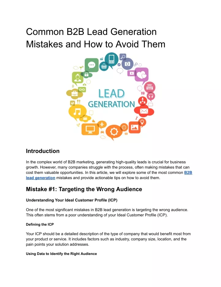 common b2b lead generation mistakes