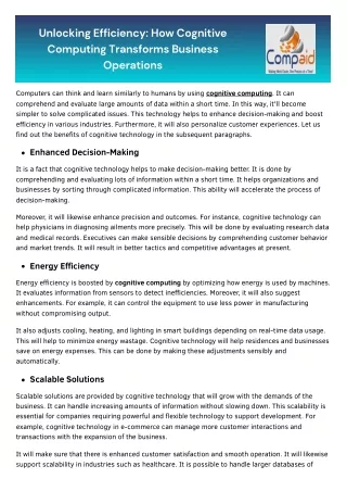 Unlocking Efficiency How Cognitive Computing Transforms Business Operations